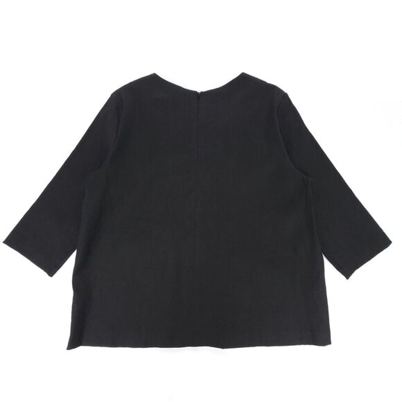 JARBO Linen Jewel Easy Top Blouse Matching Minimal Quiet Luxury Lagenlook Black - Picture 5 of 7